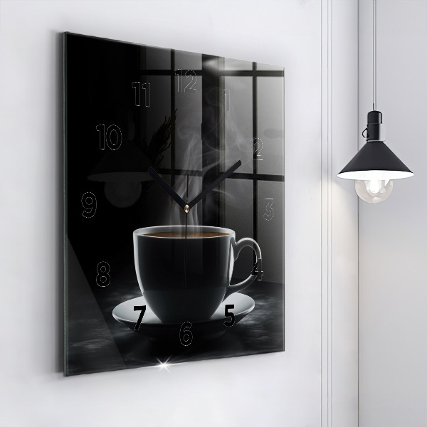 Horloge murale carrée Une tasse de café noir