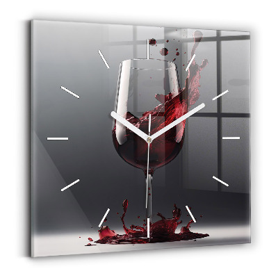 Horloge murale carrée Un verre de vin rouge