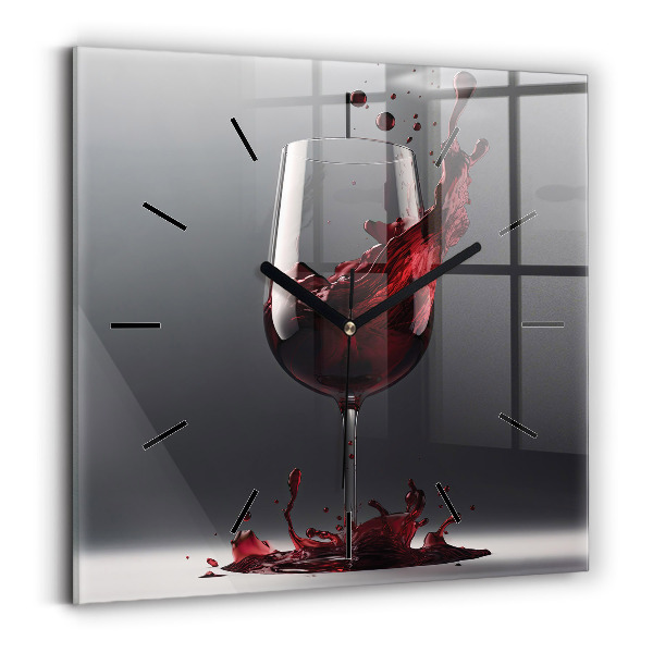 Horloge murale carrée Un verre de vin rouge