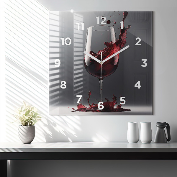 Horloge murale carrée Un verre de vin rouge