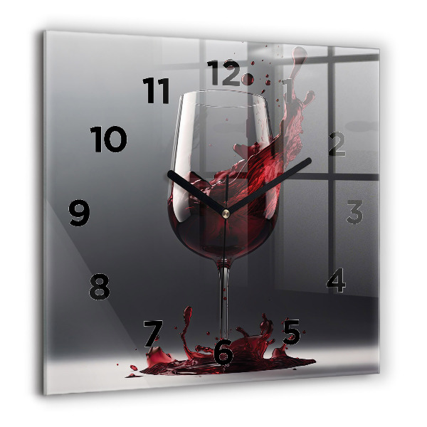 Horloge murale carrée Un verre de vin rouge