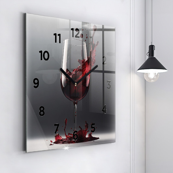 Horloge murale carrée Un verre de vin rouge