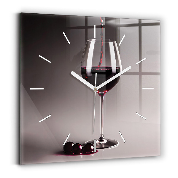 Horloge murale carrée Un verre de vin rouge