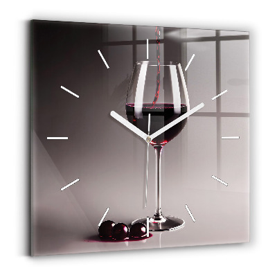 Horloge murale carrée Un verre de vin rouge