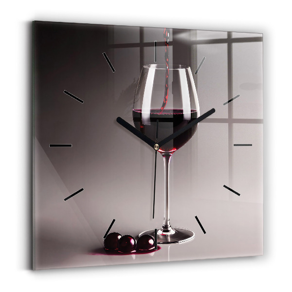 Horloge murale carrée Un verre de vin rouge