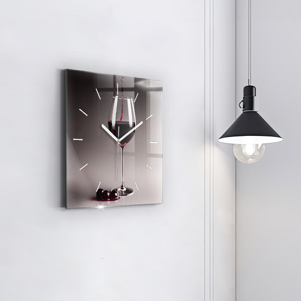 Horloge murale carrée Un verre de vin rouge
