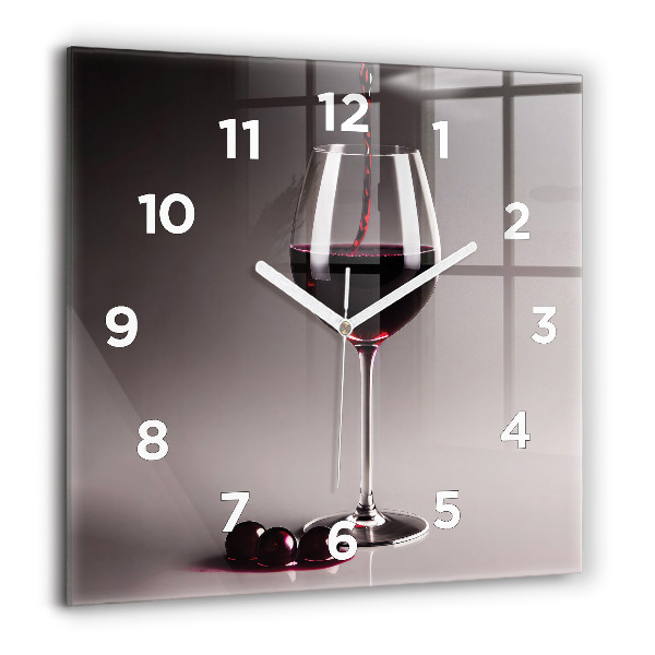 Horloge murale carrée Un verre de vin rouge