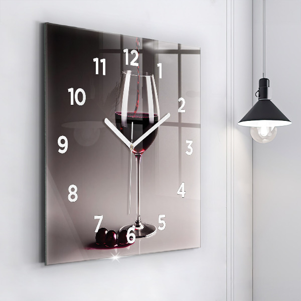 Horloge murale carrée Un verre de vin rouge