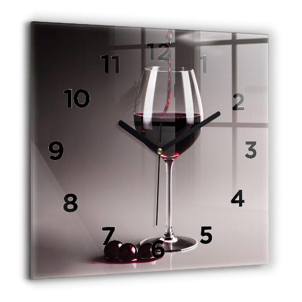 Horloge murale carrée Un verre de vin rouge