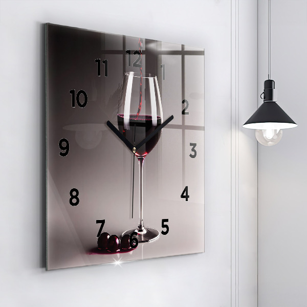 Horloge murale carrée Un verre de vin rouge