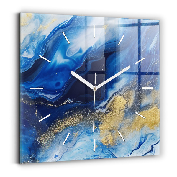Horloge murale carrée marbre bleu