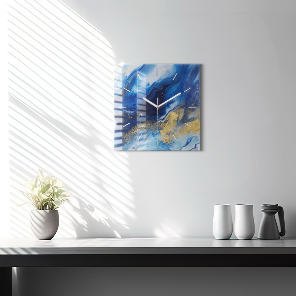 Horloge murale carrée marbre bleu