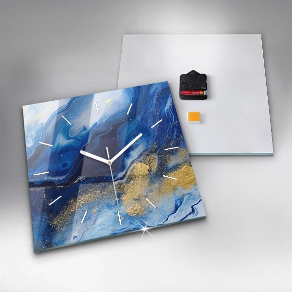 Horloge murale carrée marbre bleu