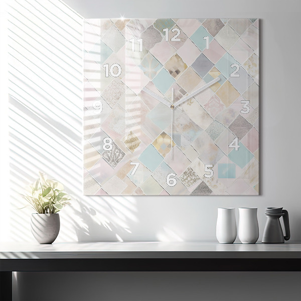 Horloge murale carrée Tuiles colorées