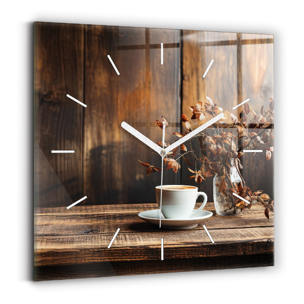 Horloge murale carrée Une tasse de café