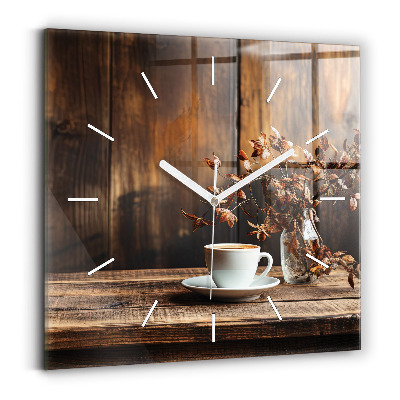 Horloge murale carrée Une tasse de café