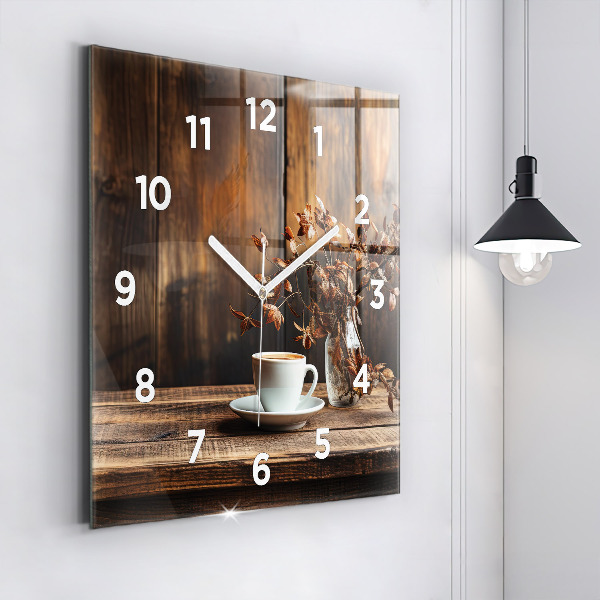 Horloge murale carrée Une tasse de café