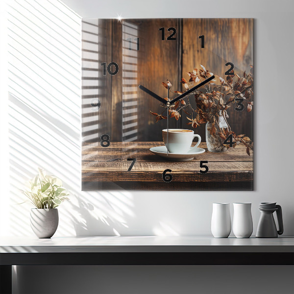 Horloge murale carrée Une tasse de café