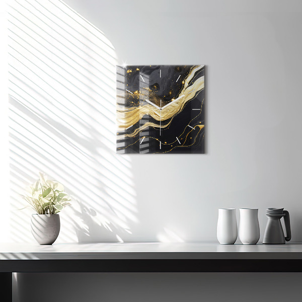 Horloge murale carrée marbre doré