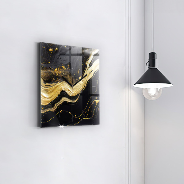 Horloge murale carrée marbre doré