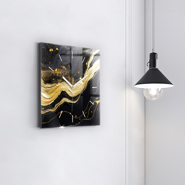 Horloge murale carrée marbre doré