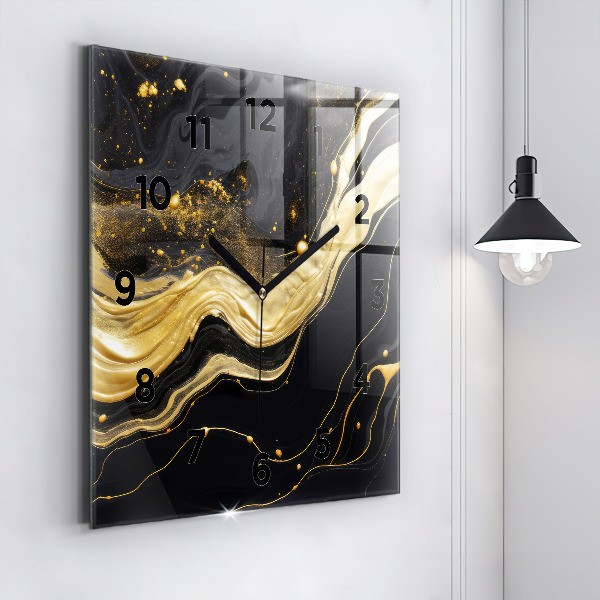 Horloge murale carrée marbre doré