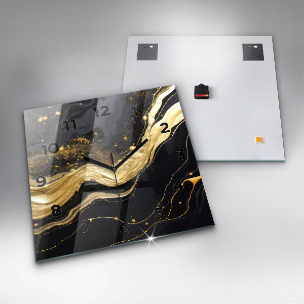 Horloge murale carrée marbre doré