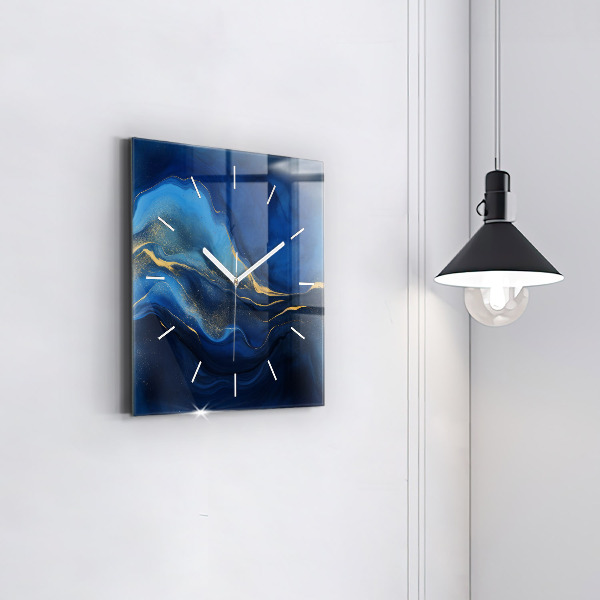 Horloge murale carrée marbre bleu