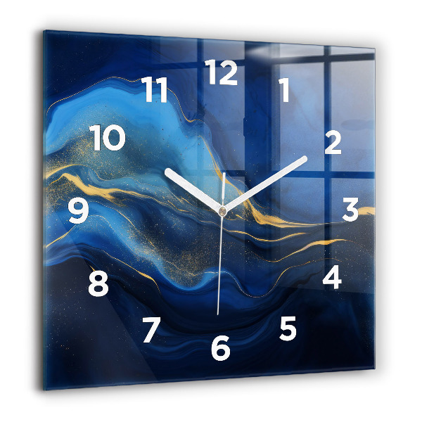 Horloge murale carrée marbre bleu