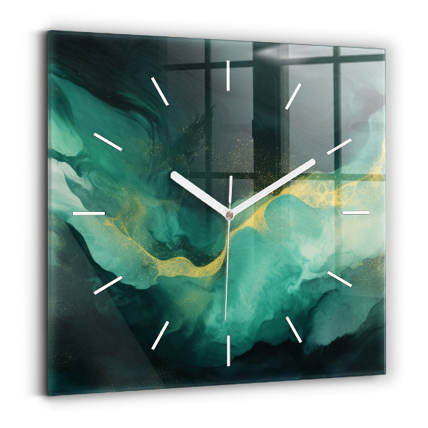 Horloge murale carrée marbre vert