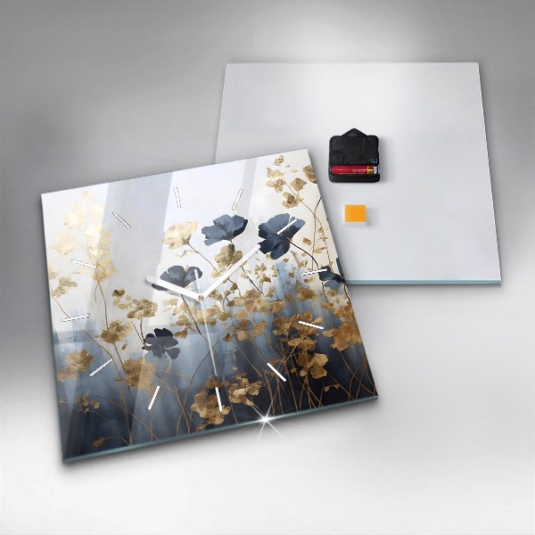 Horloge murale carrée Fleurs abstraites