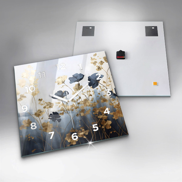 Horloge murale carrée Fleurs abstraites