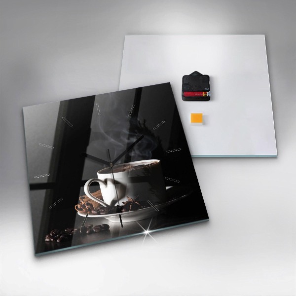 Horloge murale carrée Une tasse de café