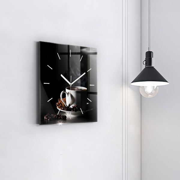 Horloge murale carrée Une tasse de café