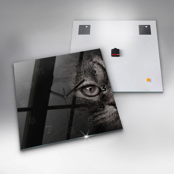 Horloge carrée en verre Chien et chat Scottish Fold