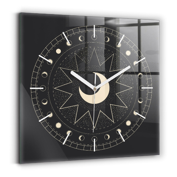 Pendule carrée en verre Phases de la lune