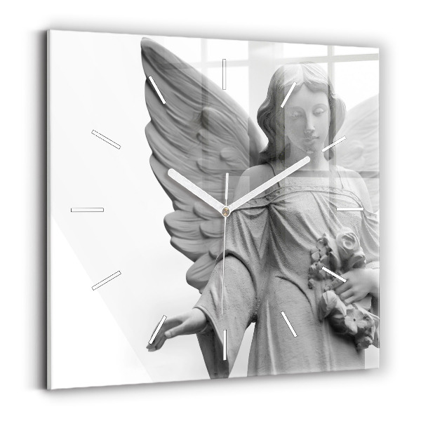 Horloge murale carrée 'Sculpture d''un vieil ange'
