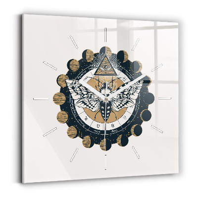 Horloge murale carrée 'Les phases de la lune et l''œil'