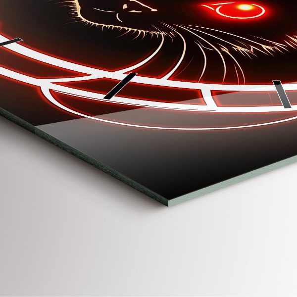 Horloge murale carrée Chat aux yeux rouges