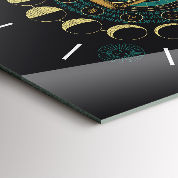 Horloge murale carrée Phases de la lune et sablier