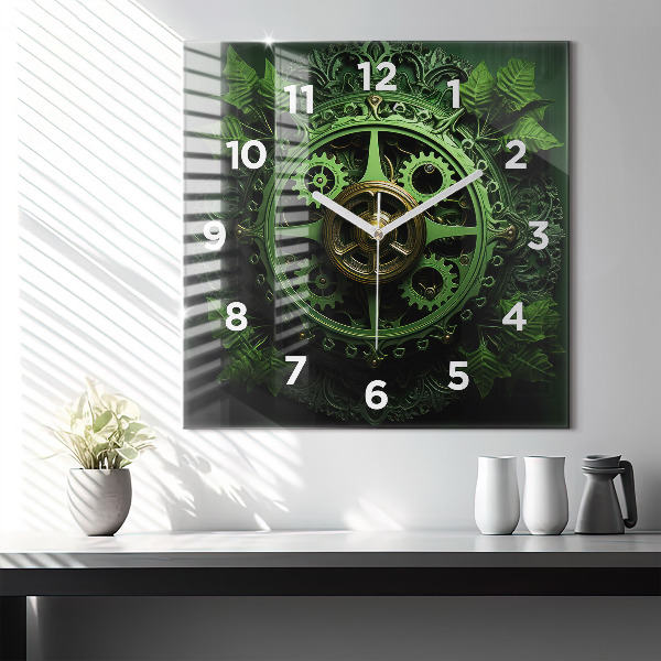Horloge murale carrée Mécanisme vert
