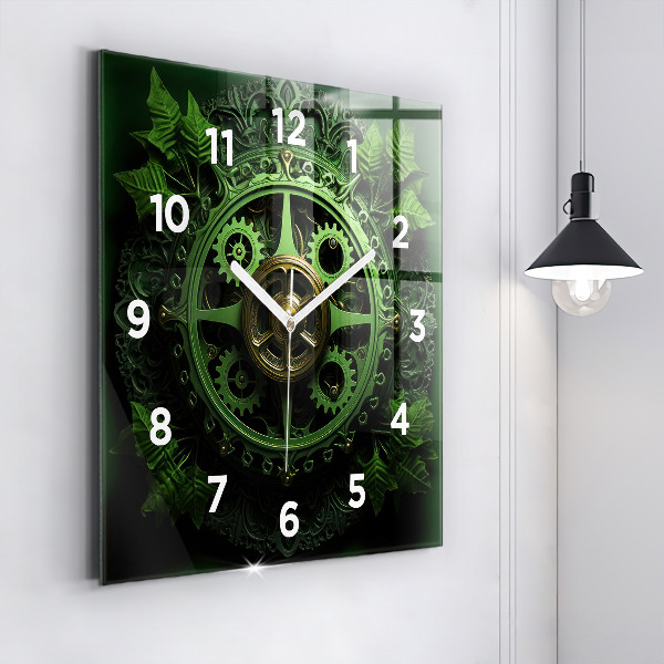 Horloge murale carrée Mécanisme vert