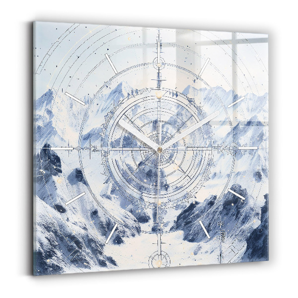 Horloge murale carrée Dessins bleus