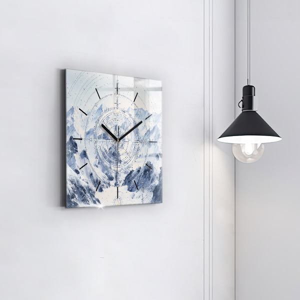 Horloge murale carrée Dessins bleus