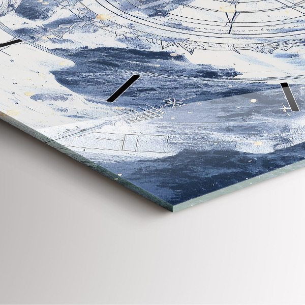 Horloge murale carrée Dessins bleus