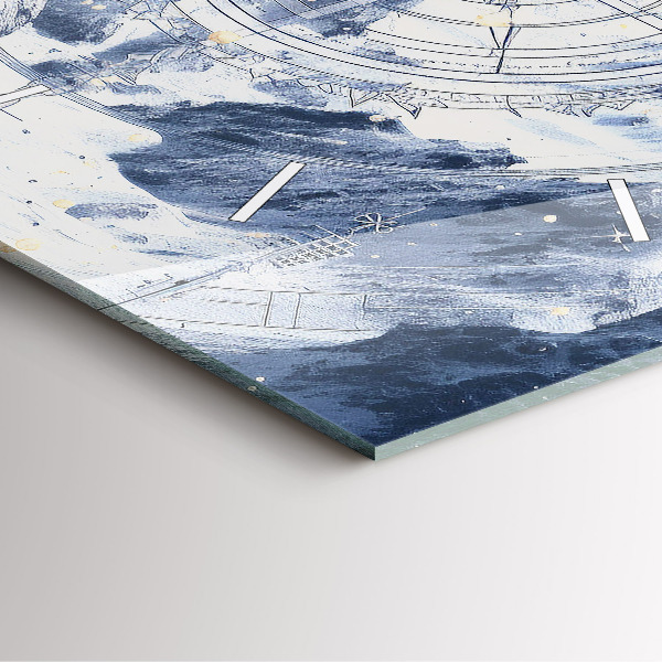 Horloge murale carrée Dessins bleus