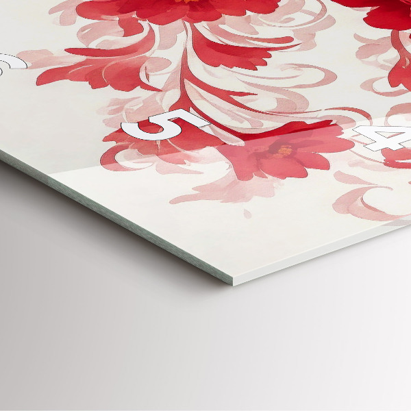 Horloge murale carrée Fleurs rouges