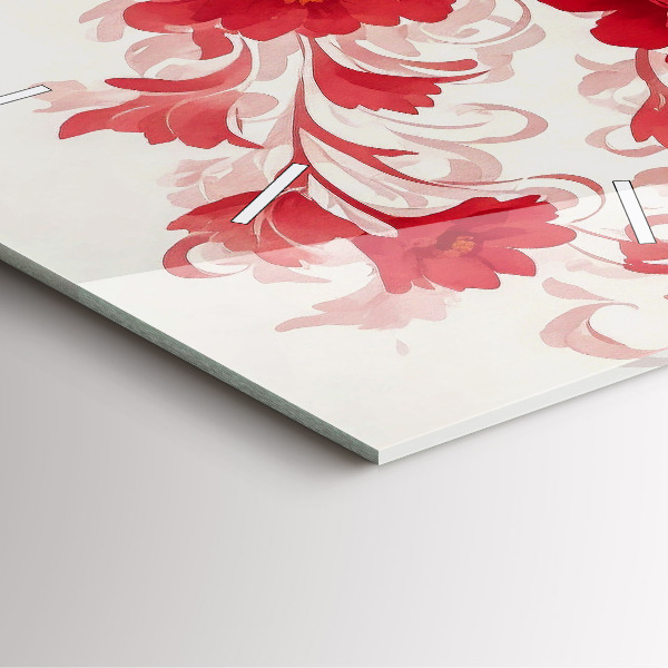 Horloge murale carrée Fleurs rouges