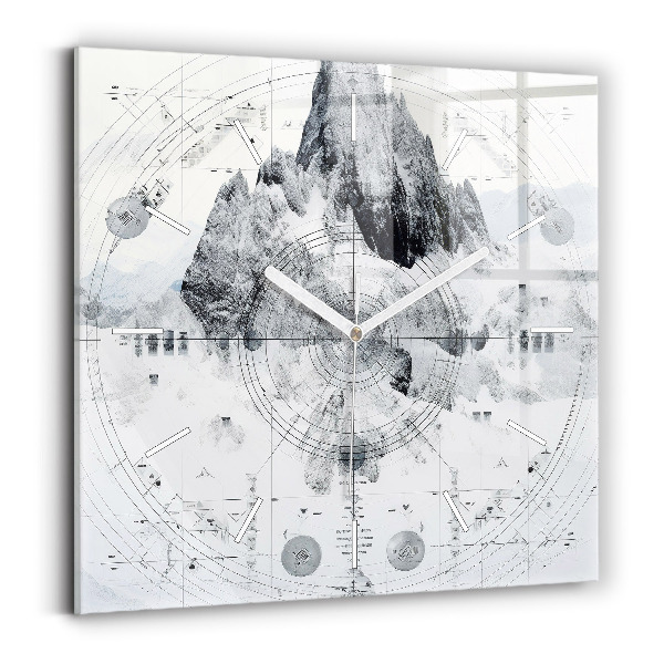 Horloge murale carrée Montagnes de dessins animés