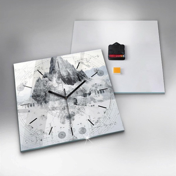 Horloge murale carrée Montagnes de dessins animés